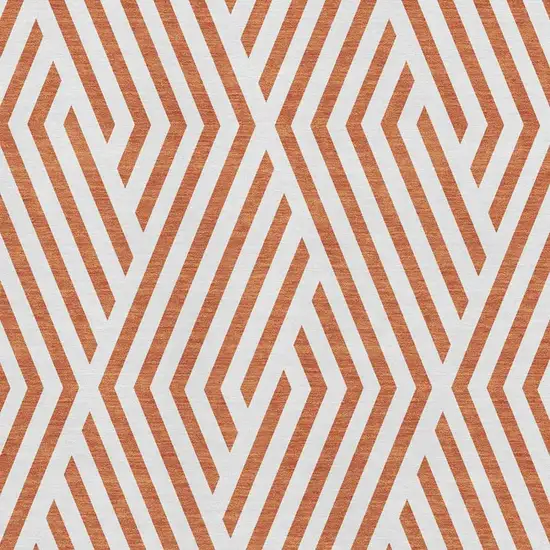 Rust And Ivory Geometric Washable Area Rug With UV Protection Photo 8