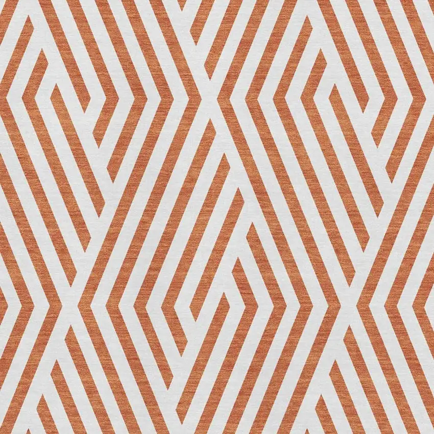 Rust And Ivory Geometric Washable Area Rug With UV Protection Photo 8