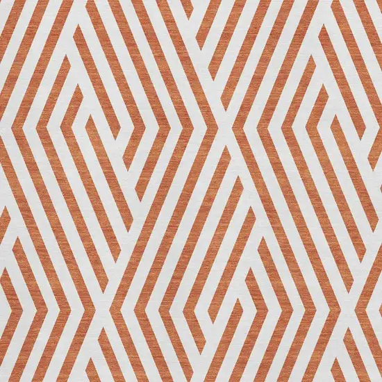 Rust And Ivory Geometric Washable Area Rug With UV Protection Photo 8