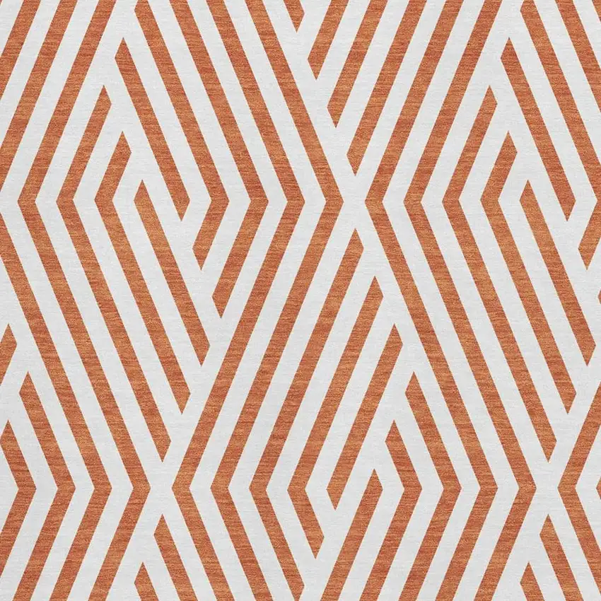 Rust And Ivory Geometric Washable Area Rug With UV Protection Photo 8