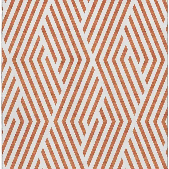 Rust And Ivory Geometric Washable Area Rug With UV Protection Photo 9