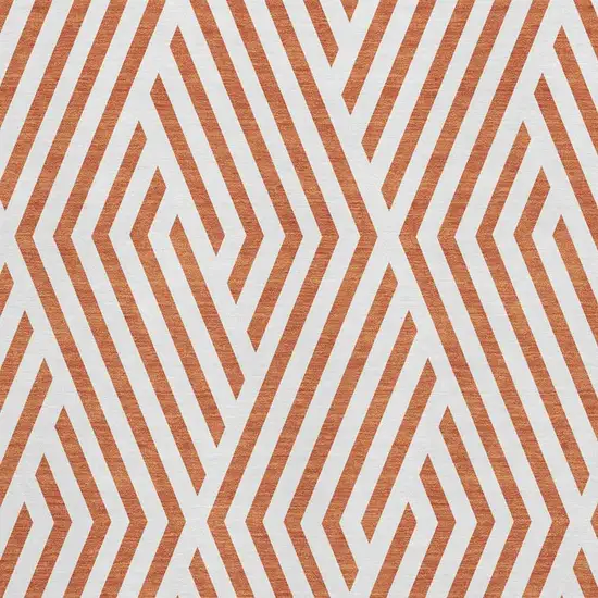 Rust And Ivory Geometric Washable Area Rug With UV Protection Photo 3