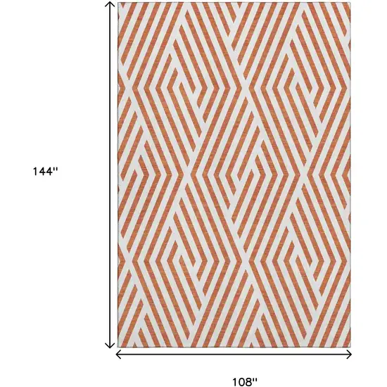 Rust And Ivory Geometric Washable Area Rug With UV Protection Photo 8