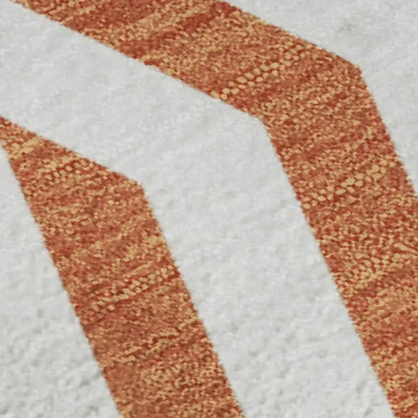 Rust And Ivory Geometric Washable Area Rug With UV Protection Photo 5