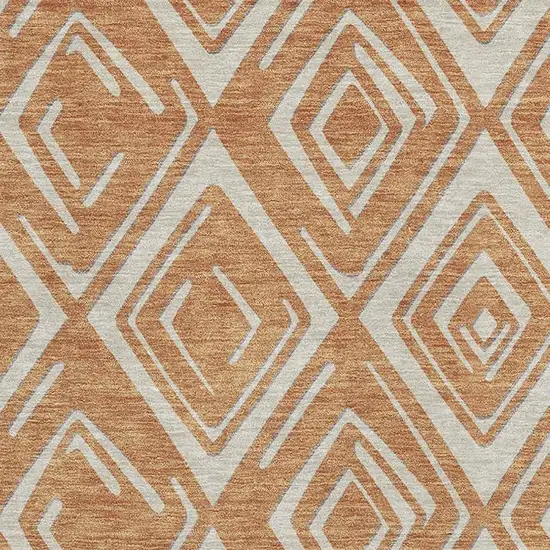 Rust And Ivory Geometric Washable Area Rug With UV Protection Photo 2
