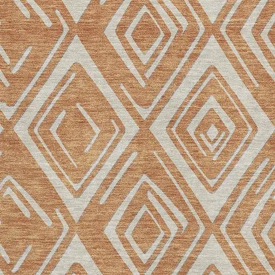Rust And Ivory Geometric Washable Area Rug With UV Protection Photo 4