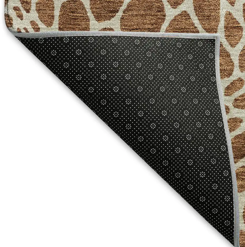 Rust And Ivory Geometric Washable Area Rug With UV Protection Photo 7