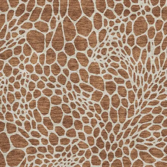 Rust And Ivory Geometric Washable Area Rug With UV Protection Photo 3