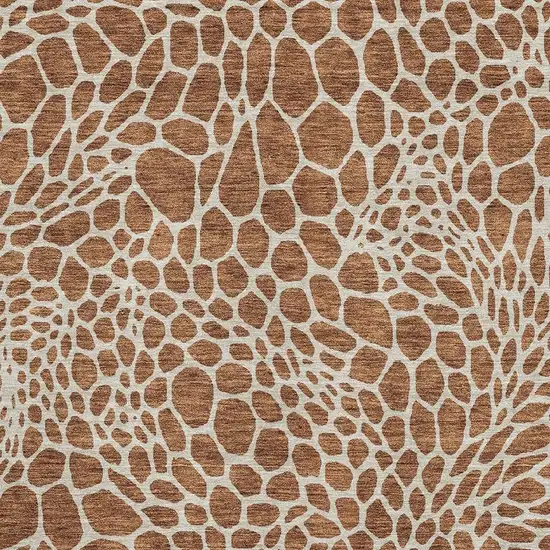 Rust And Ivory Geometric Washable Area Rug With UV Protection Photo 3