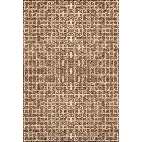 Rust And Ivory Geometric Washable Area Rug With UV Protection Photo 1