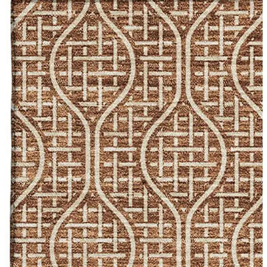 Rust And Ivory Geometric Washable Area Rug With UV Protection Photo 3