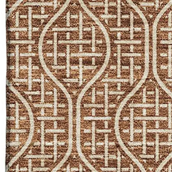 Rust And Ivory Geometric Washable Area Rug With UV Protection Photo 2