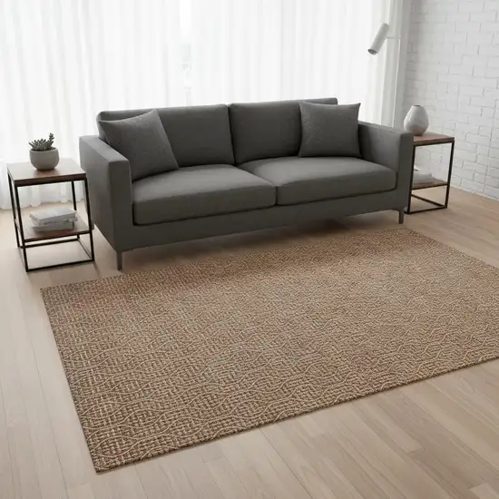 Rust And Ivory Geometric Washable Area Rug With UV Protection Photo 2