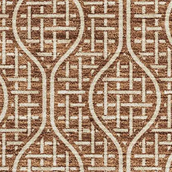 Rust And Ivory Geometric Washable Area Rug With UV Protection Photo 2