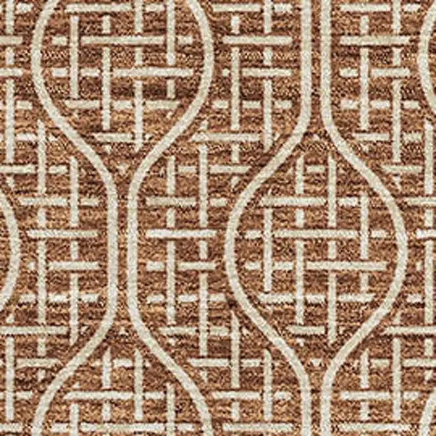 Rust And Ivory Geometric Washable Area Rug With UV Protection Photo 2