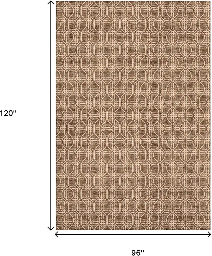 Rust And Ivory Geometric Washable Area Rug With UV Protection Photo 9