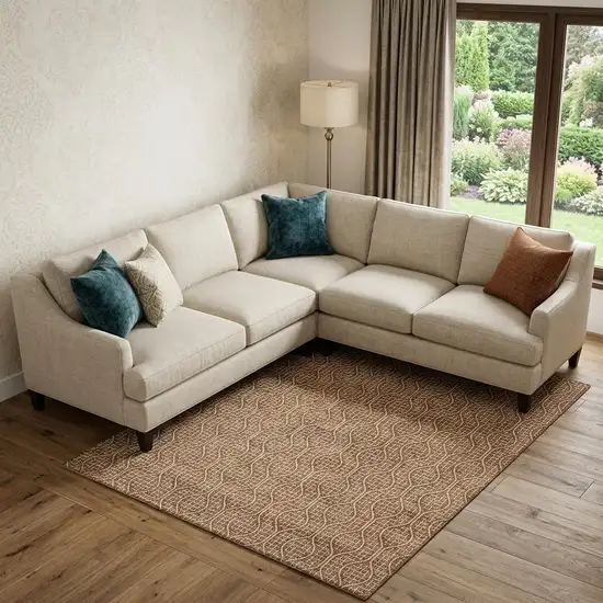 Rust And Ivory Geometric Washable Area Rug With UV Protection Photo 1