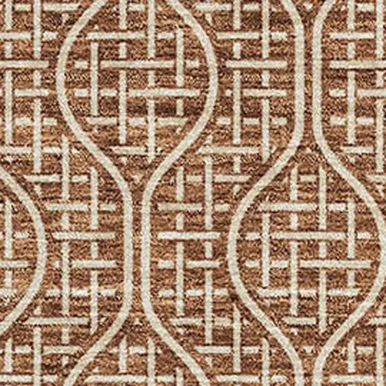 Rust And Ivory Geometric Washable Area Rug With UV Protection Photo 2