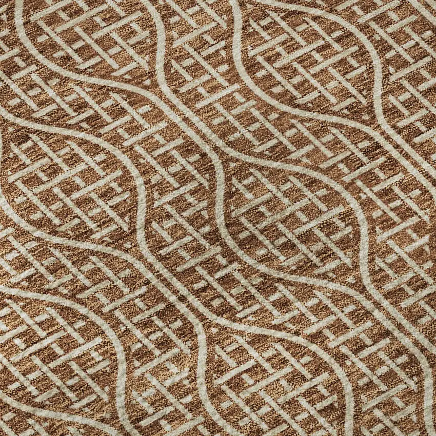 Rust And Ivory Geometric Washable Area Rug With UV Protection Photo 9