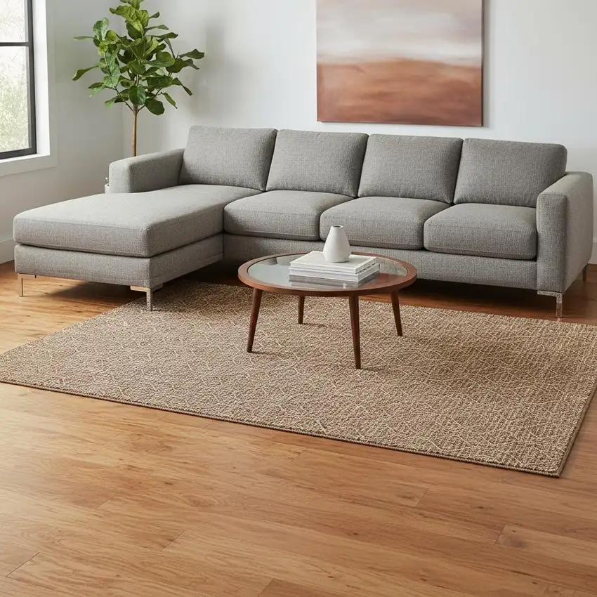 Rust And Ivory Geometric Washable Area Rug With UV Protection Photo 2