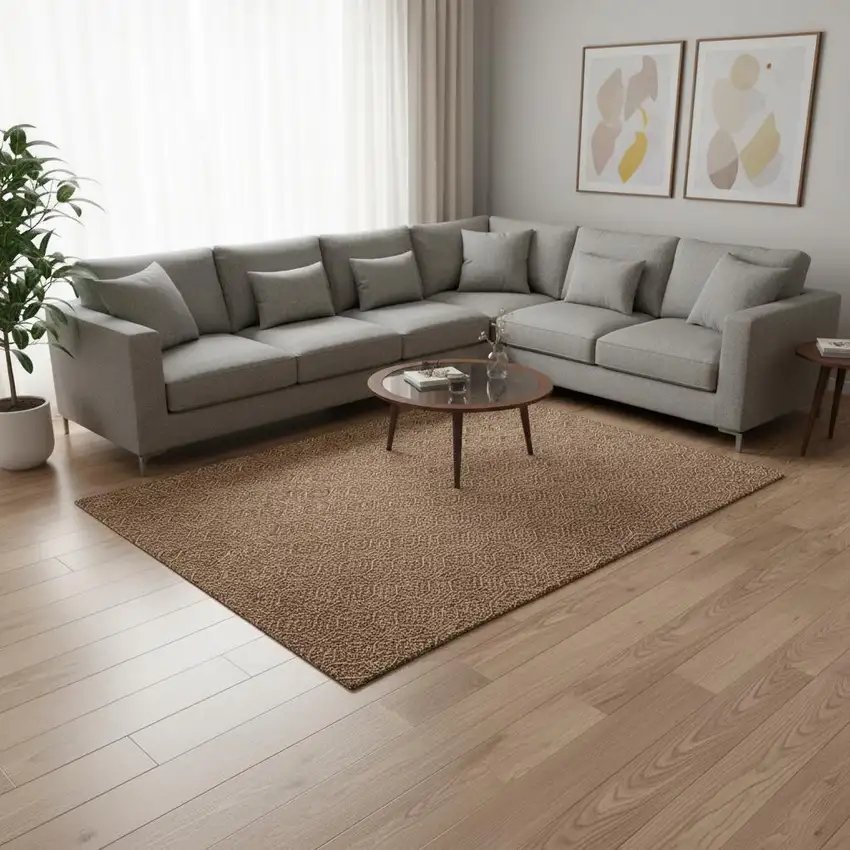 Rust And Ivory Geometric Washable Area Rug With UV Protection Photo 2