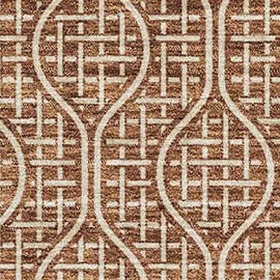 Rust And Ivory Geometric Washable Area Rug With UV Protection Photo 2