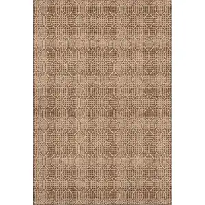 Photo of Rust And Ivory Geometric Washable Area Rug With UV Protection