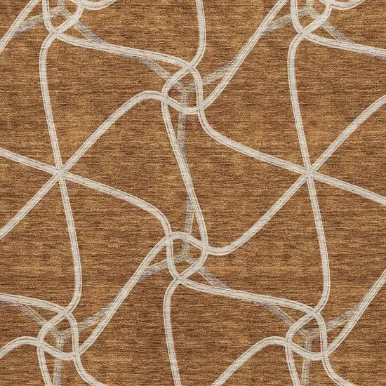 Rust And Ivory Geometric Washable Area Rug With UV Protection Photo 2