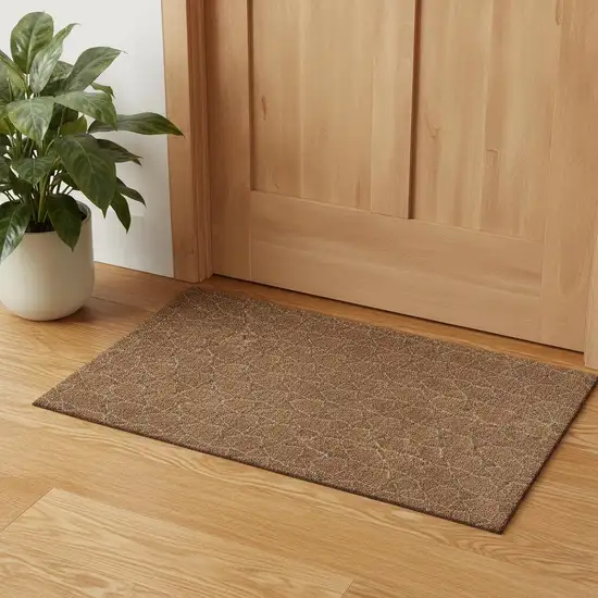 Rust And Ivory Geometric Washable Area Rug With UV Protection Photo 1