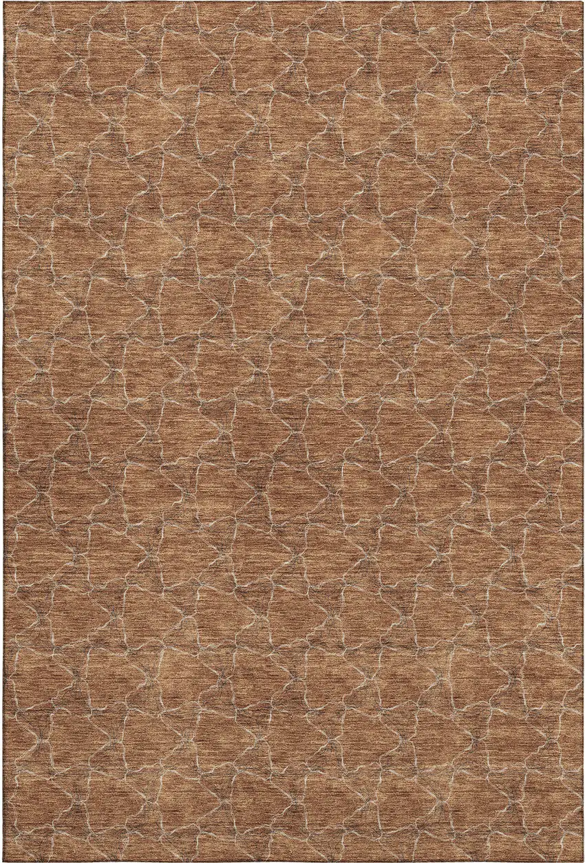 Rust And Ivory Geometric Washable Area Rug With UV Protection Photo 1