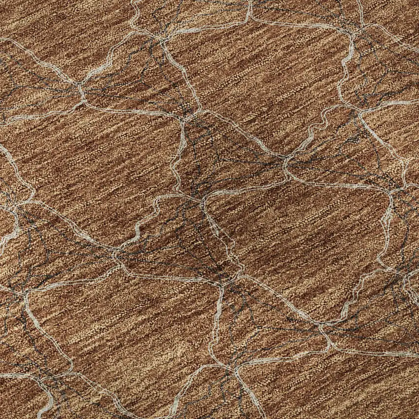 Rust And Ivory Geometric Washable Area Rug With UV Protection Photo 8