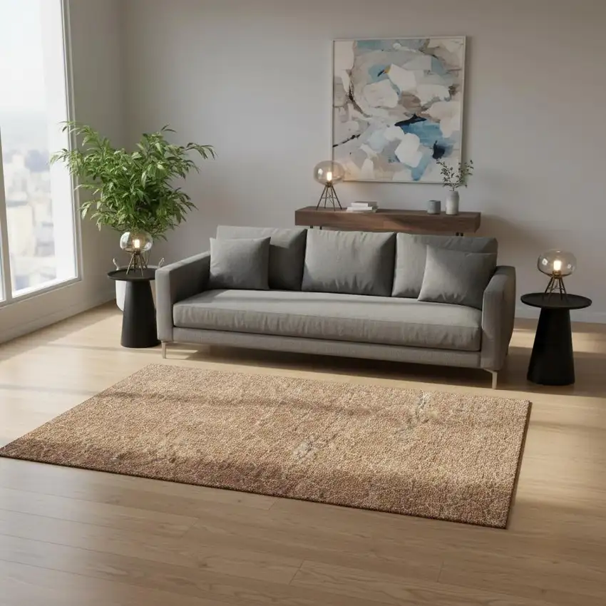 Rust And Ivory Geometric Washable Area Rug With UV Protection Photo 2