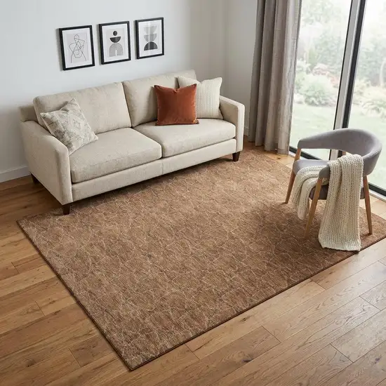 Rust And Ivory Geometric Washable Area Rug With UV Protection Photo 1