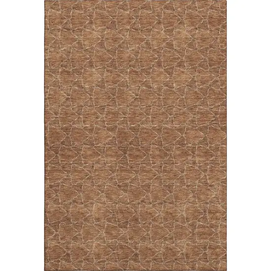 Rust And Ivory Geometric Washable Area Rug With UV Protection Photo 1