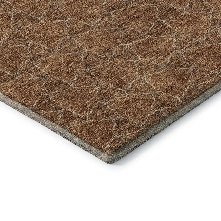 Rust And Ivory Geometric Washable Area Rug With UV Protection Photo 6