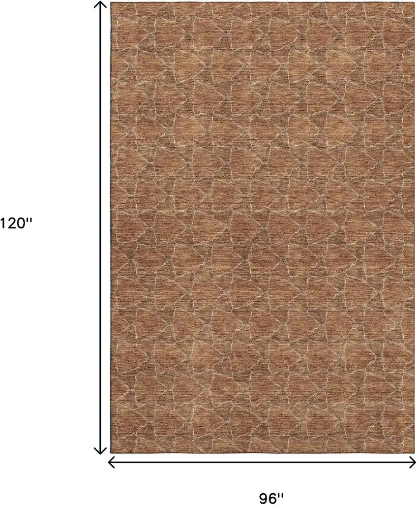 Rust And Ivory Geometric Washable Area Rug With UV Protection Photo 9