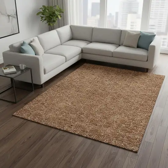 Rust And Ivory Geometric Washable Area Rug With UV Protection Photo 2