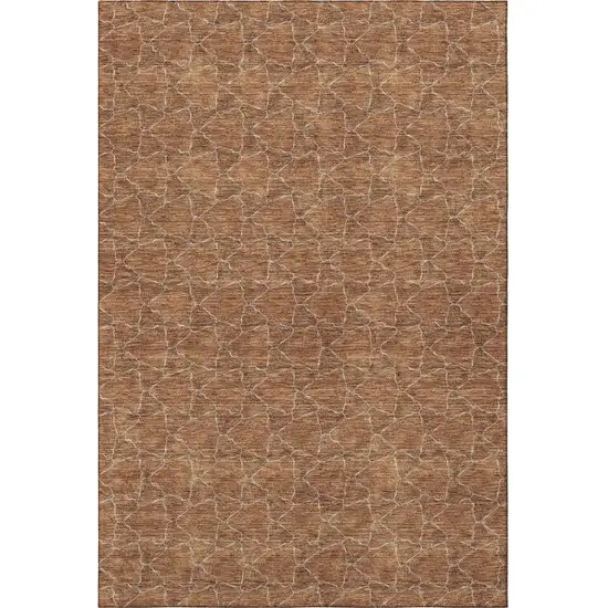 Rust And Ivory Geometric Washable Area Rug With UV Protection Photo 2