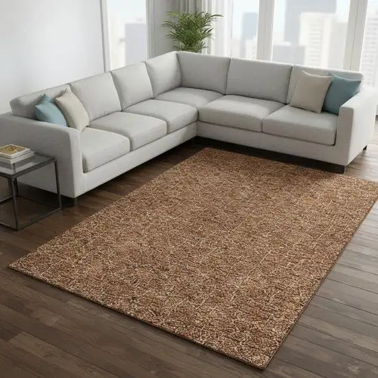 Rust And Ivory Geometric Washable Area Rug With UV Protection Photo 2