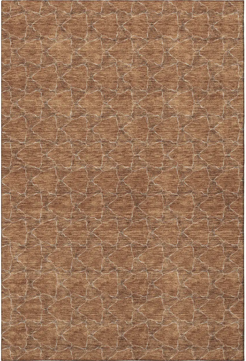 Rust And Ivory Geometric Washable Area Rug With UV Protection Photo 2