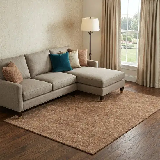 Rust And Ivory Geometric Washable Area Rug With UV Protection Photo 1