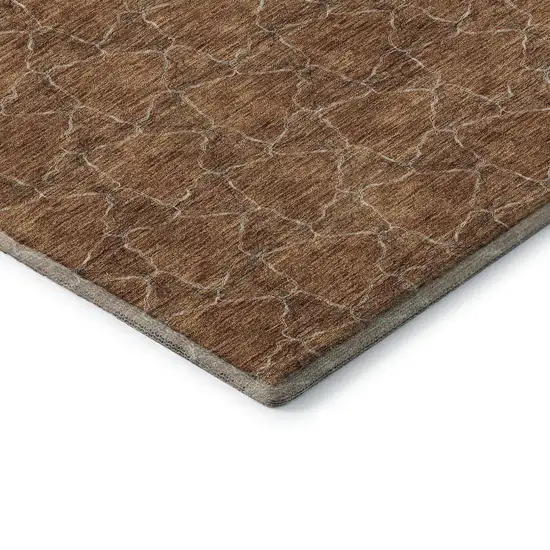 Rust And Ivory Geometric Washable Area Rug With UV Protection Photo 6