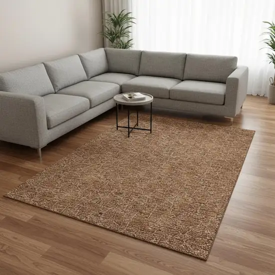 Rust And Ivory Geometric Washable Area Rug With UV Protection Photo 2