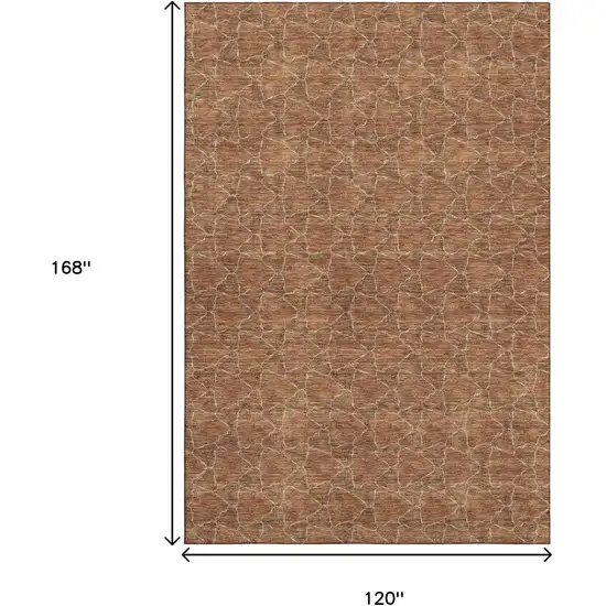 Rust And Ivory Geometric Washable Area Rug With UV Protection Photo 9