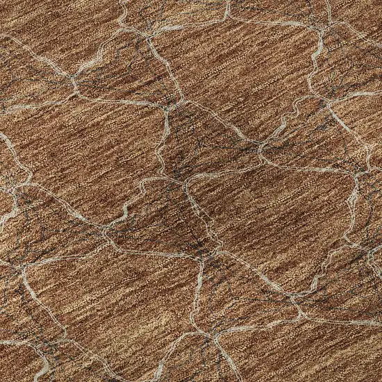 Rust And Ivory Geometric Washable Area Rug With UV Protection Photo 8