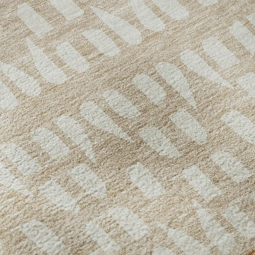 Rust And Ivory Geometric Washable Area Rug With UV Protection Photo 9