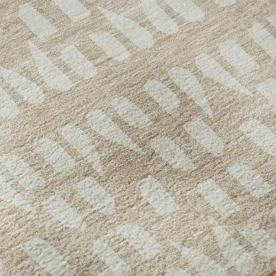 Rust And Ivory Geometric Washable Area Rug With UV Protection Photo 9