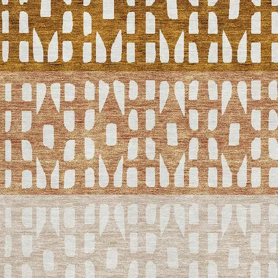 Rust And Ivory Geometric Washable Area Rug With UV Protection Photo 2