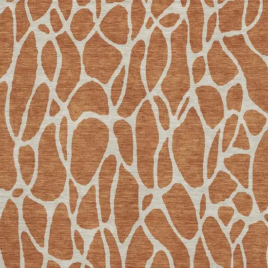 Rust And Ivory Geometric Washable Area Rug With UV Protection Photo 2