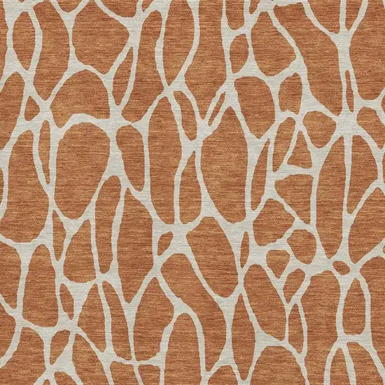 Rust And Ivory Geometric Washable Area Rug With UV Protection Photo 2